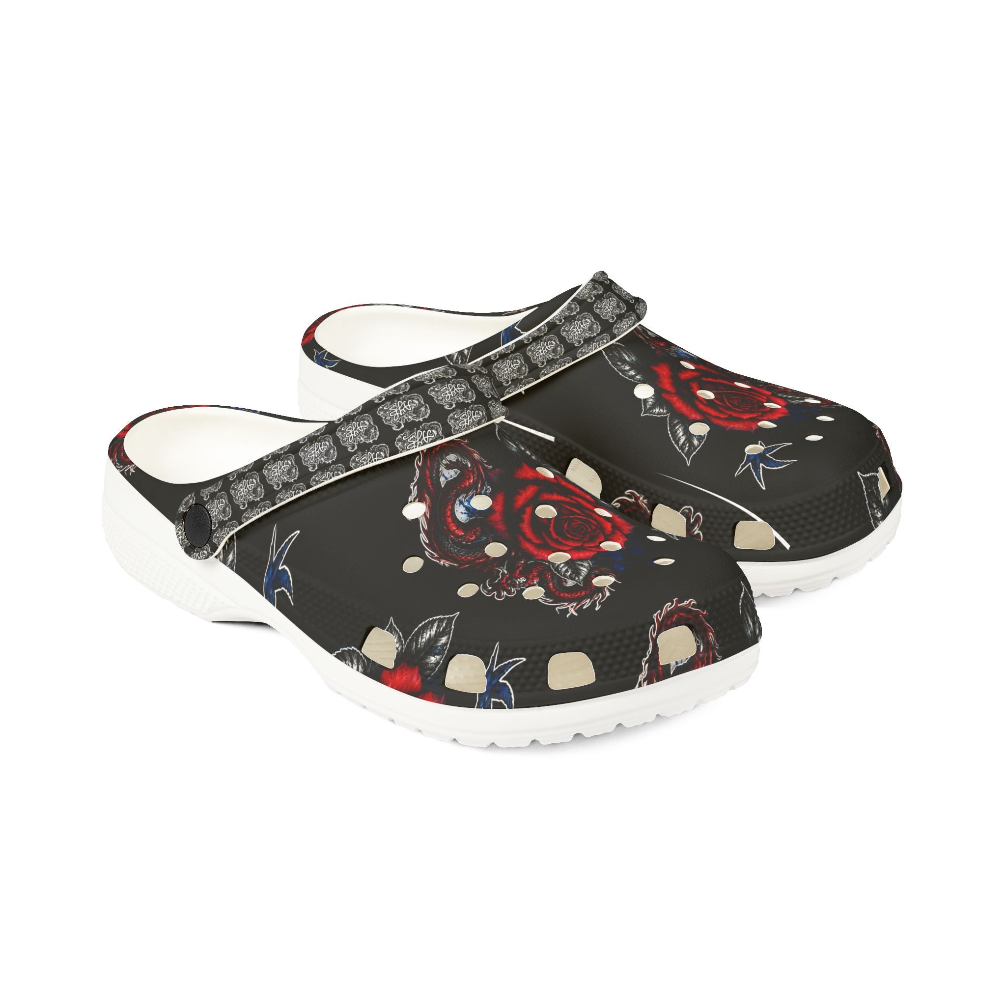 Floral Gothic Rose Clogs - EVA Foam Garden Shoes