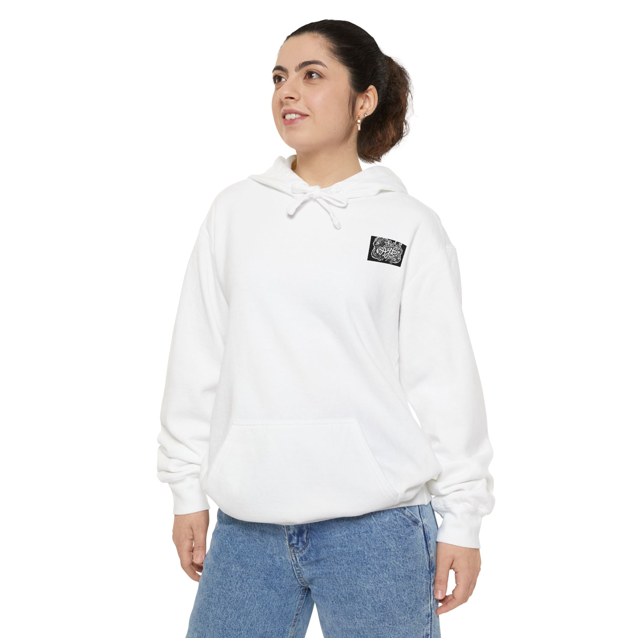 QR Code Hoodie — Minimal White Chest Patch Design