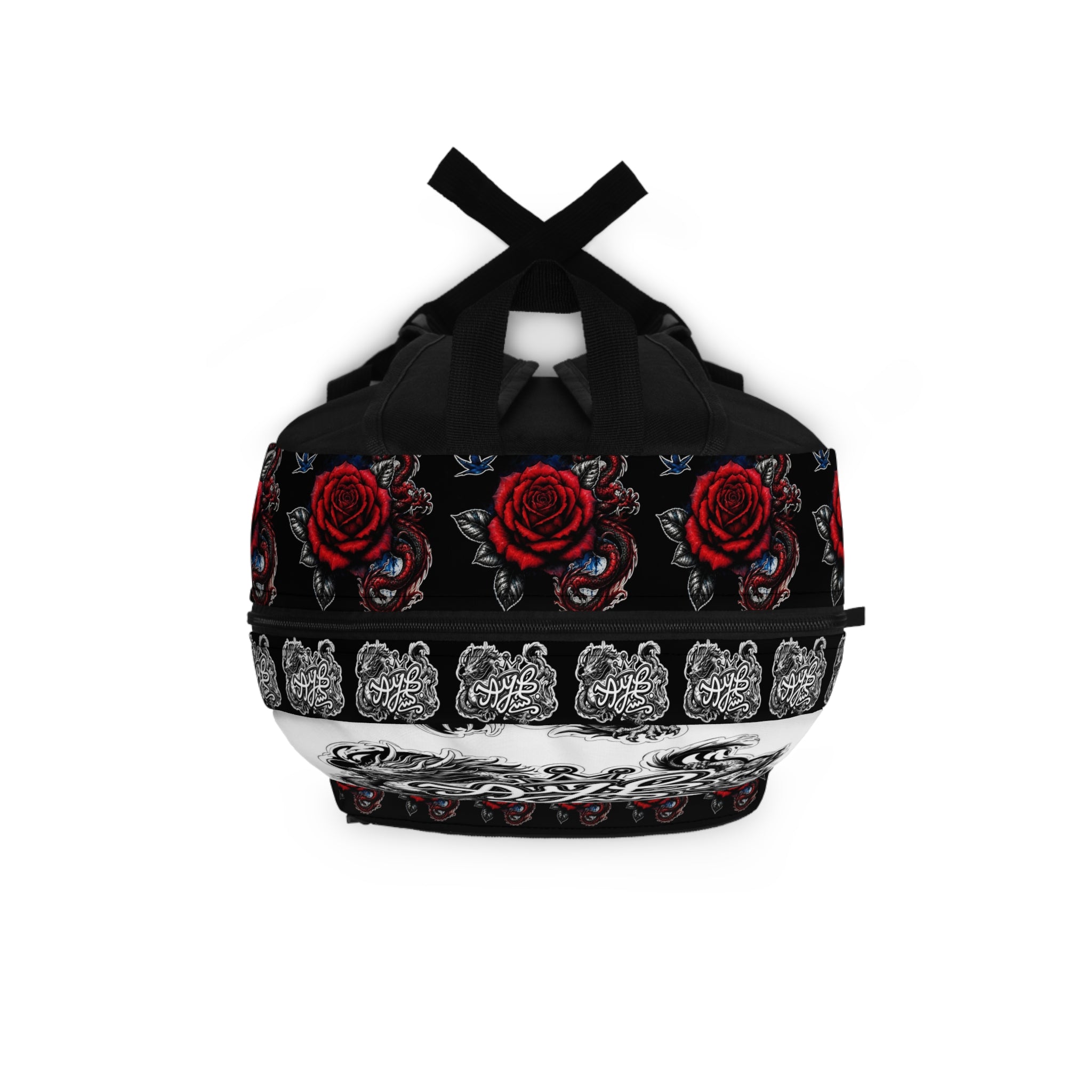 Wolf Moon Backpack — Gothic Rose Night Sky Backpack with Tribal Dragon Graffiti