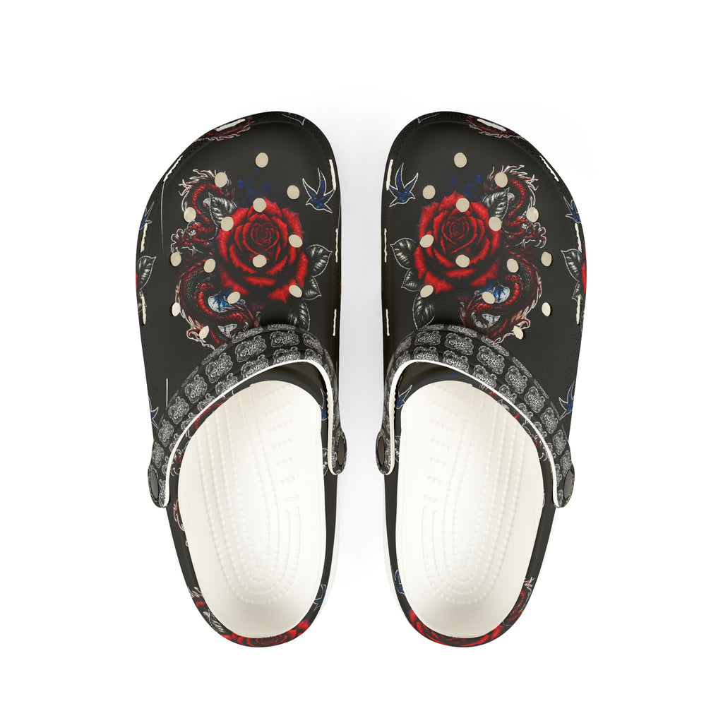 Floral Gothic Rose Clogs - EVA Foam Garden Shoes