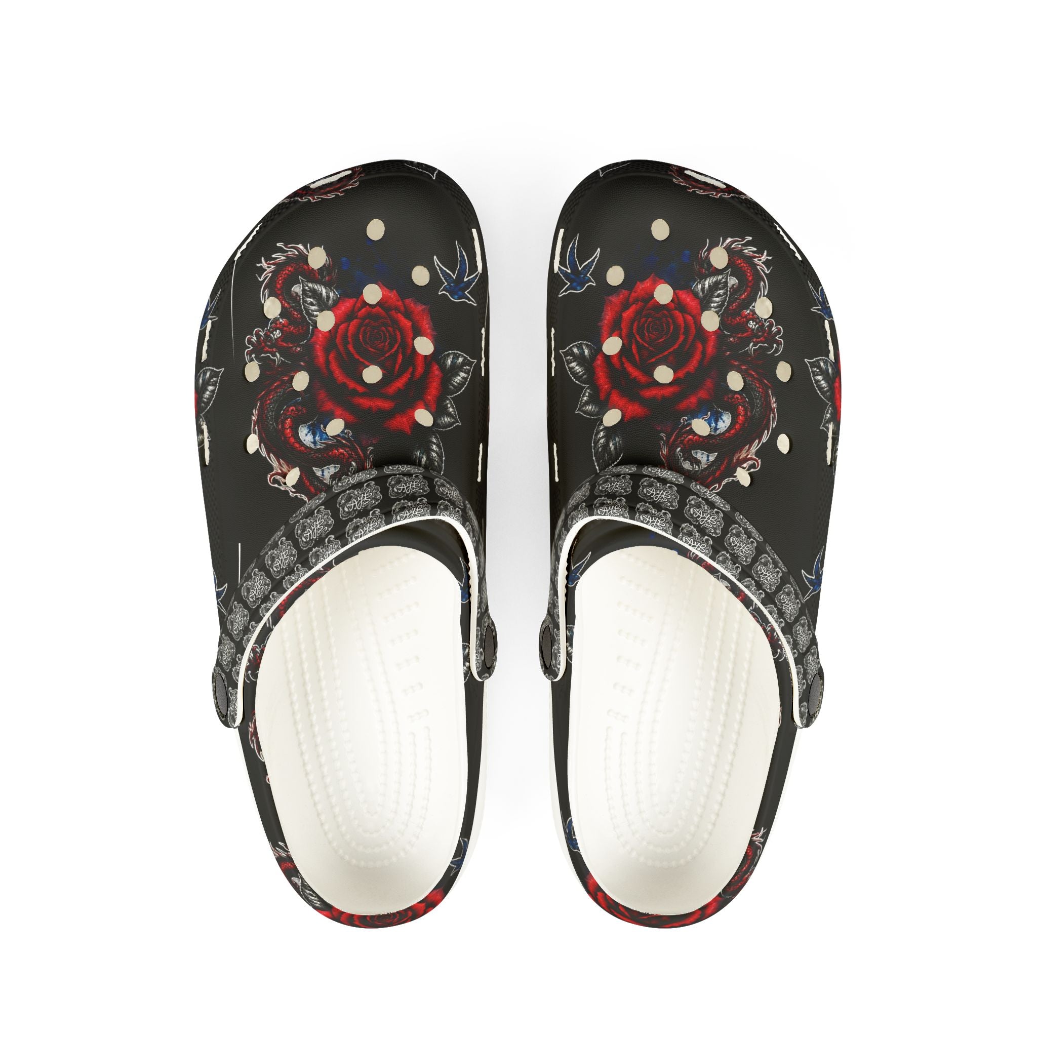 Floral Gothic Rose Clogs - EVA Foam Garden Shoes