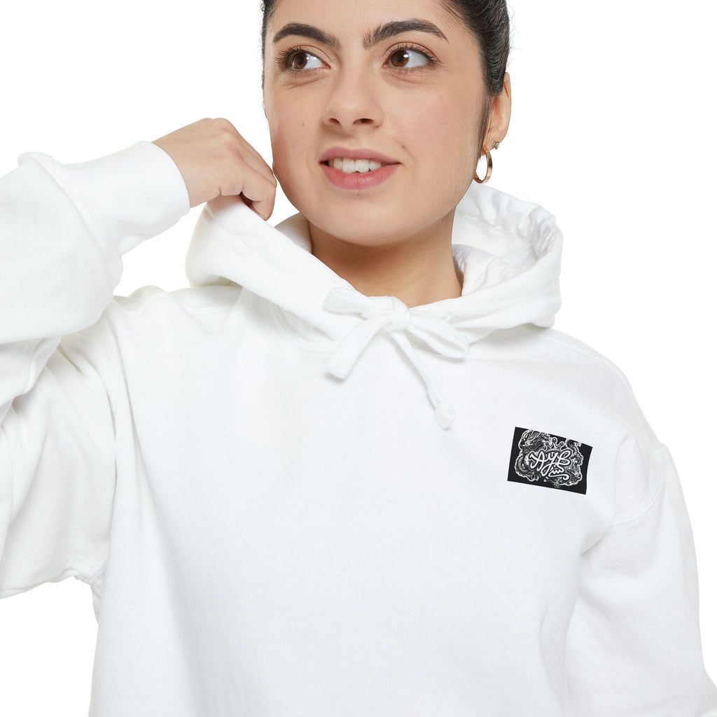 QR Code Hoodie — Minimal White Chest Patch Design