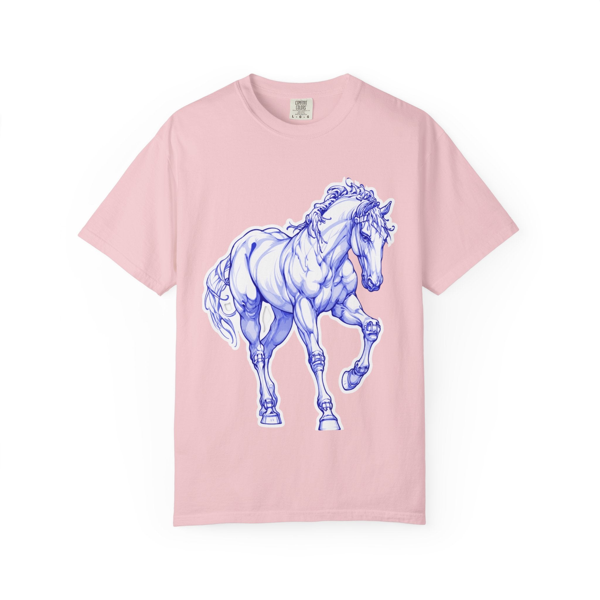 Art Lover T-Shirt — Blue Sketch Horse & 'When Someone Asks What I'm Thinking About' Skull Art Tee