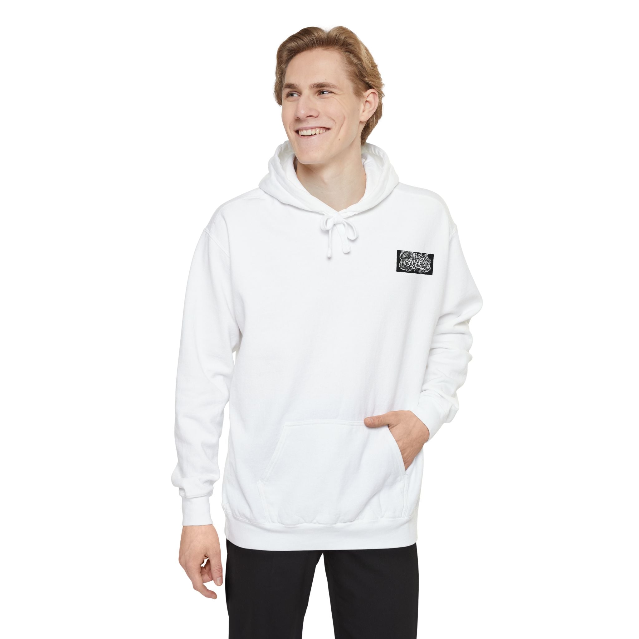 QR Code Hoodie — Minimal White Chest Patch Design