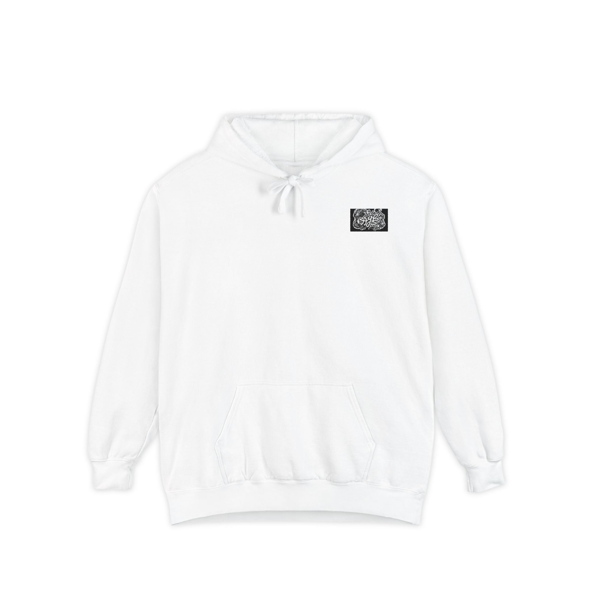QR Code Hoodie — Minimal White Chest Patch Design